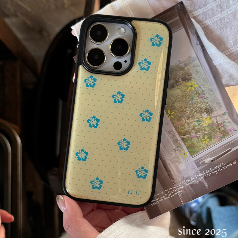 Back Cover Adhesive - Funda de teléfono coreana con flores